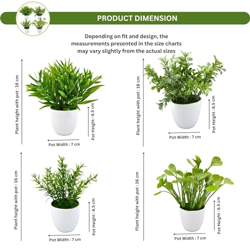 fancymart Artificial Potted Plants, Pack of 4 Artificial Plastic Eucalyptus Plants Small Indoor Potted Houseplants, Small Faux Plants for Home Decor Bathroom Office Farmhouse - Image 3
