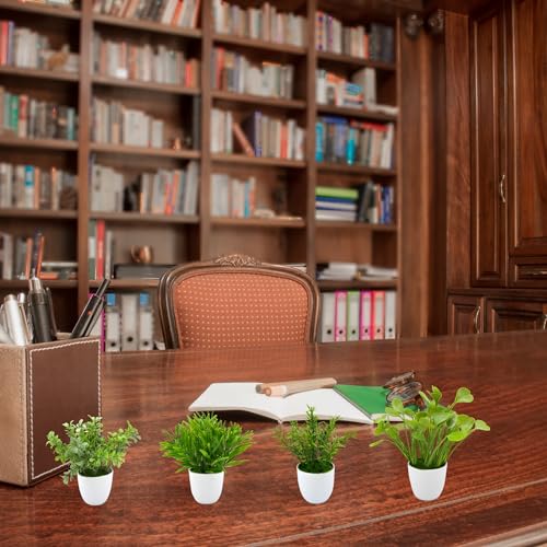 fancymart Artificial Potted Plants, Pack of 4 Artificial Plastic Eucalyptus Plants Small Indoor Potted Houseplants, Small Faux Plants for Home Decor Bathroom Office Farmhouse - Image 5