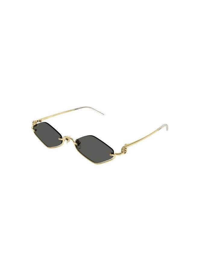 Gucci GG1604S Emblem Geometric Semi‑Rimless Designer Sunglasses — Elegant Gold Metal Frame with Grey or Brown BIO‑Nylon Lenses, 53 mm - Image 1