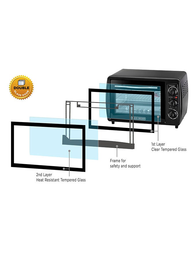 BLACK+DECKER Electric Oven Multifunction With Double Glass And Rotisserie For Toasting/Baking/Broiling 19 L 1380 W TRO19RDG-B5 Black - Image 3