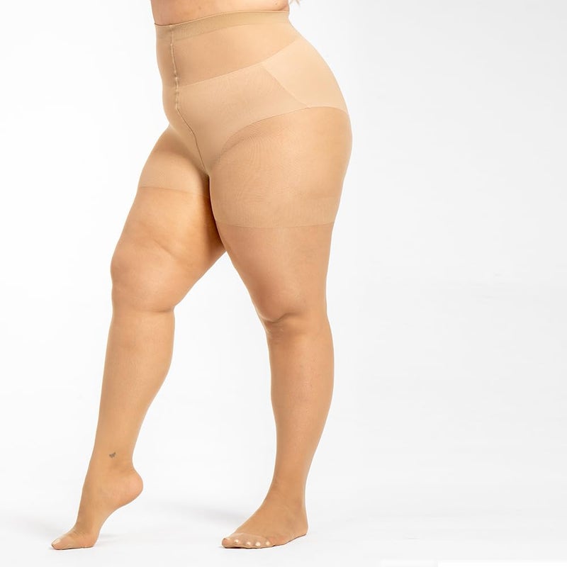 LADYFAN 3 Pairs Plus Size Womenâ€™s Sheer Tights 20D High Waist Control Top Pantyhose with Reinforced Toes - Image 2