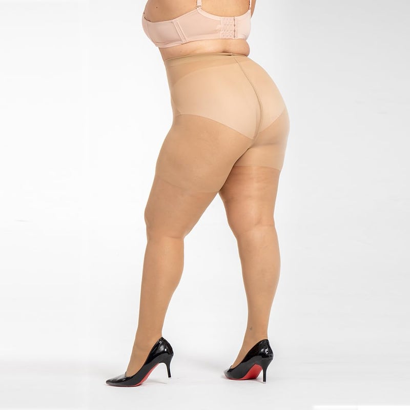 LADYFAN 3 Pairs Plus Size Womenâ€™s Sheer Tights 20D High Waist Control Top Pantyhose with Reinforced Toes - Image 3