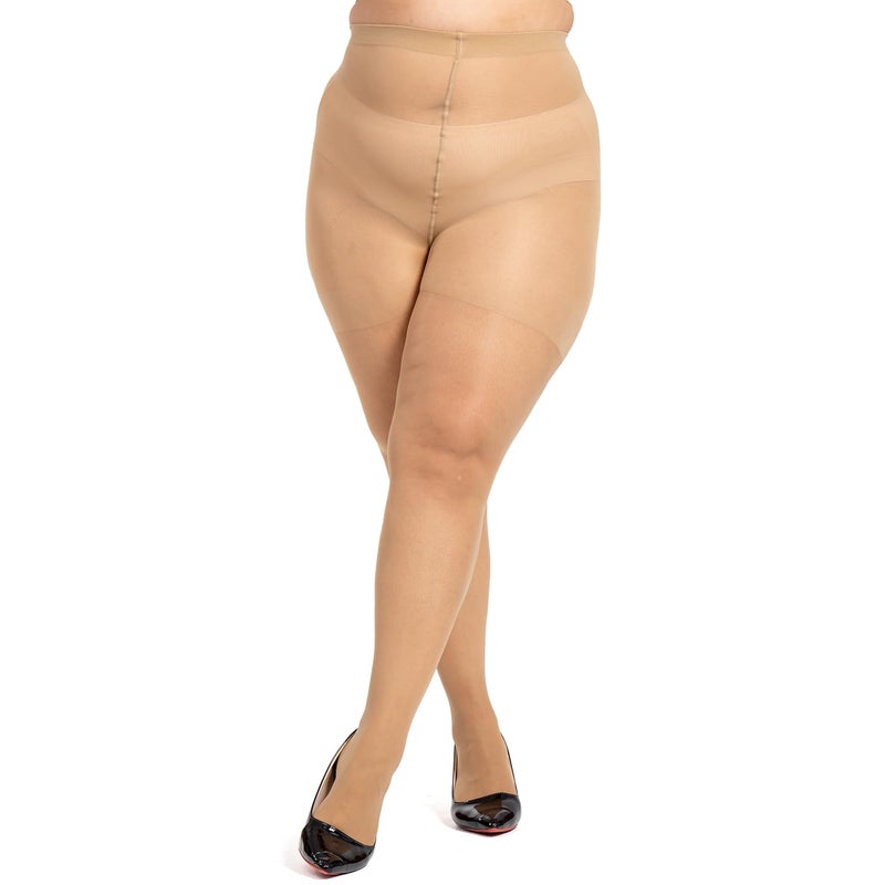LADYFAN 3 Pairs Plus Size Womenâ€™s Sheer Tights 20D High Waist Control Top Pantyhose with Reinforced Toes - Image 4