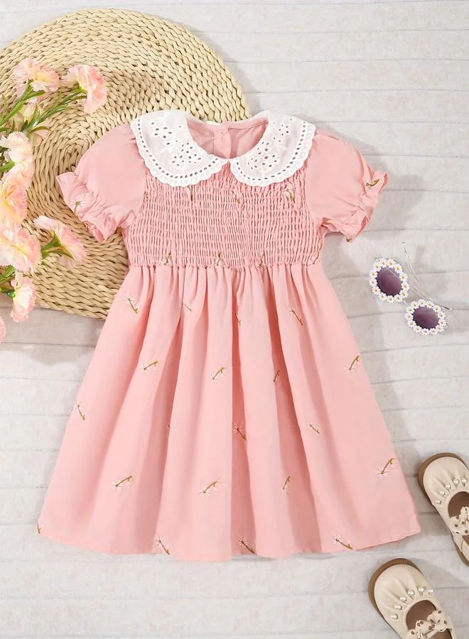 تايك تو Take Two Girls Cotton Floral Embroidery Dress