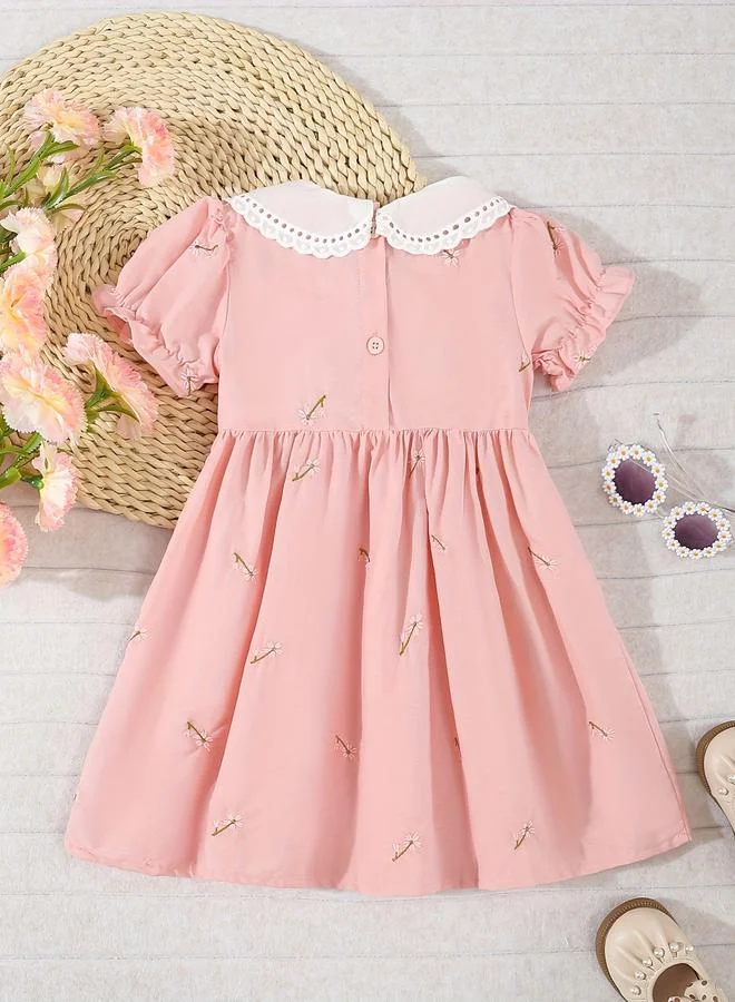تايك تو Take Two Girls Cotton Floral Embroidery Dress