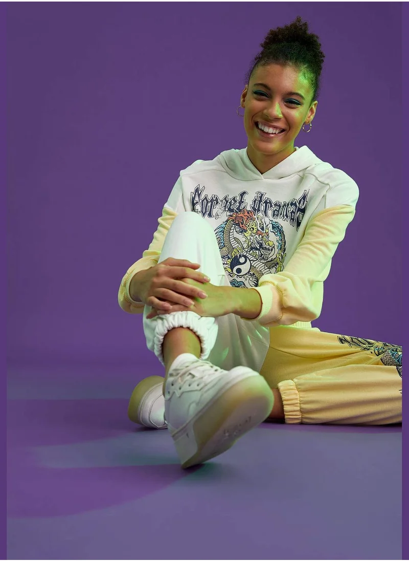 DeFacto Block Colour Printed Sweatshirt