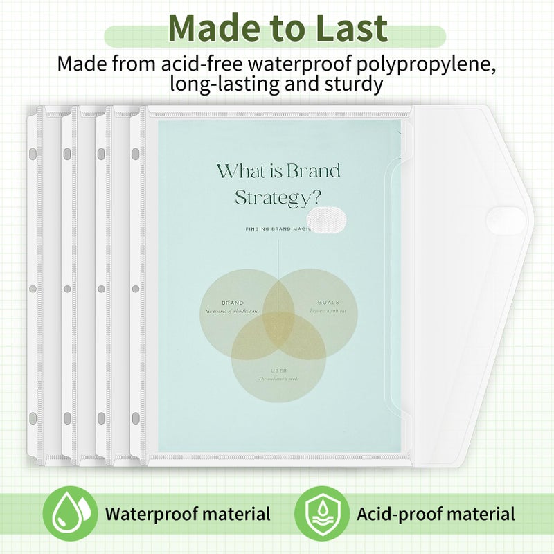 Sooez 30 Pack Binder Folders with Space-Saving Closure, Super Heavyweight Binder Pockets for 3 Ring Binder, High Capacity Clear Binder Pouch, Side Loading, 3 Ring Folders with Pockets, Letter Size - Image 3