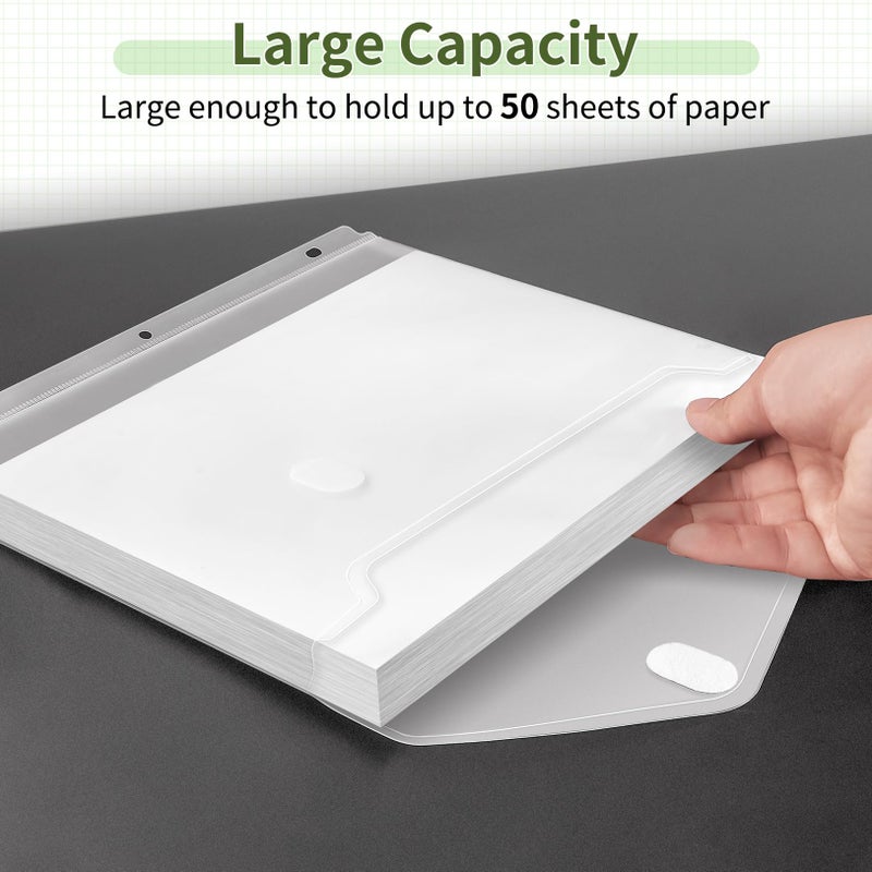 Sooez 30 Pack Binder Folders with Space-Saving Closure, Super Heavyweight Binder Pockets for 3 Ring Binder, High Capacity Clear Binder Pouch, Side Loading, 3 Ring Folders with Pockets, Letter Size - Image 4