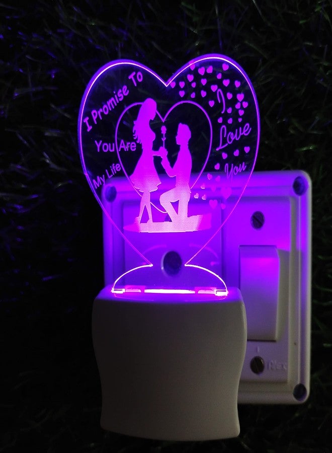 UKANI Love Couple 3D Optical Illusion Acrylic Night Lamp, 7 Colors RGB Auto Colour Changing LED Plug and Play Night Light, Office Light, Best Gift - Pack of 1 (SD011,Multicolour, 3 Inch) - Image 4