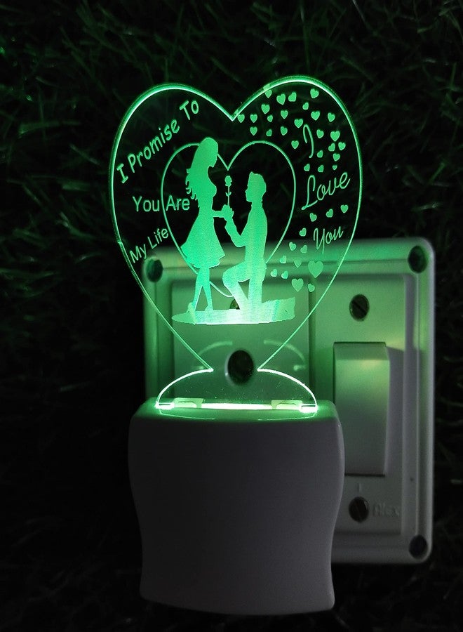 UKANI Love Couple 3D Optical Illusion Acrylic Night Lamp, 7 Colors RGB Auto Colour Changing LED Plug and Play Night Light, Office Light, Best Gift - Pack of 1 (SD011,Multicolour, 3 Inch) - Image 3