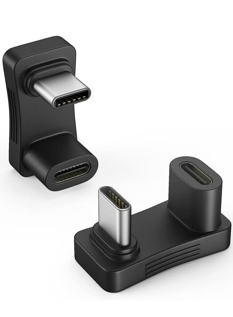 بيوينتي محول USB C 180 درجة ، 【2 حزمة】 موصل U Shape Type-C من ذكر إلى أنثى مع فيديو 4K@60Hz ، شحن سريع PD 100 واط ، موسع بزاوية لسطح البخار ، مفتاح ، كمبيوتر محمول ، جهاز لوحي ، هاتف - Image 1