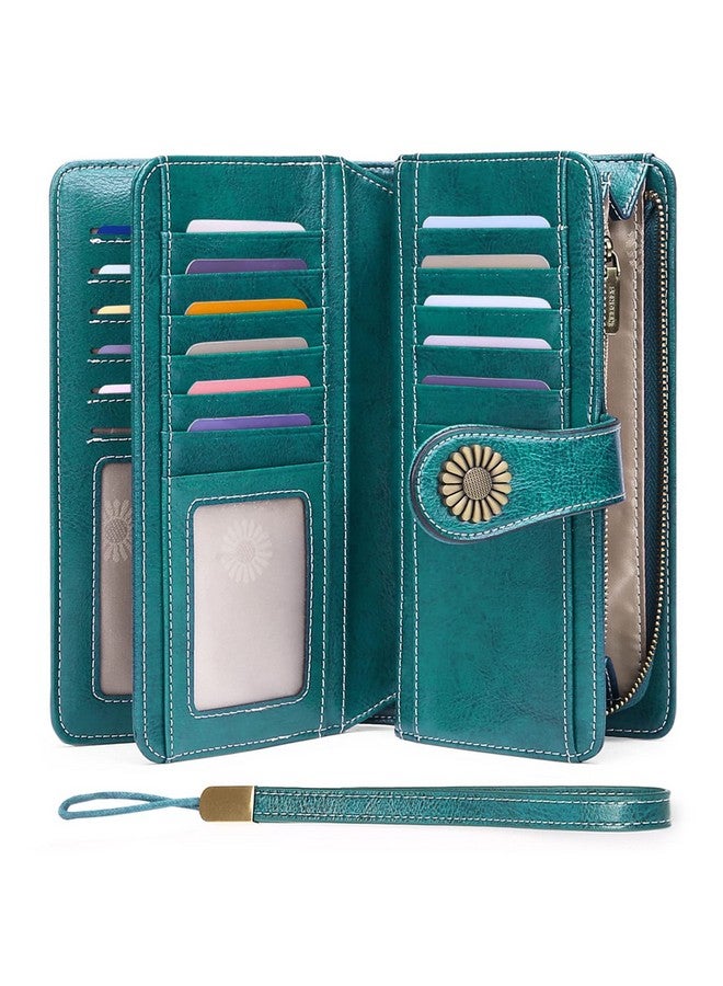 SENDEFN Wallets For Women Genuine Leather Credit Card Holder With Rfid Blocking Large Capacity Wristlet - Image 1