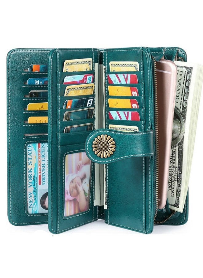 SENDEFN Wallets For Women Genuine Leather Credit Card Holder With Rfid Blocking Large Capacity Wristlet - Image 2