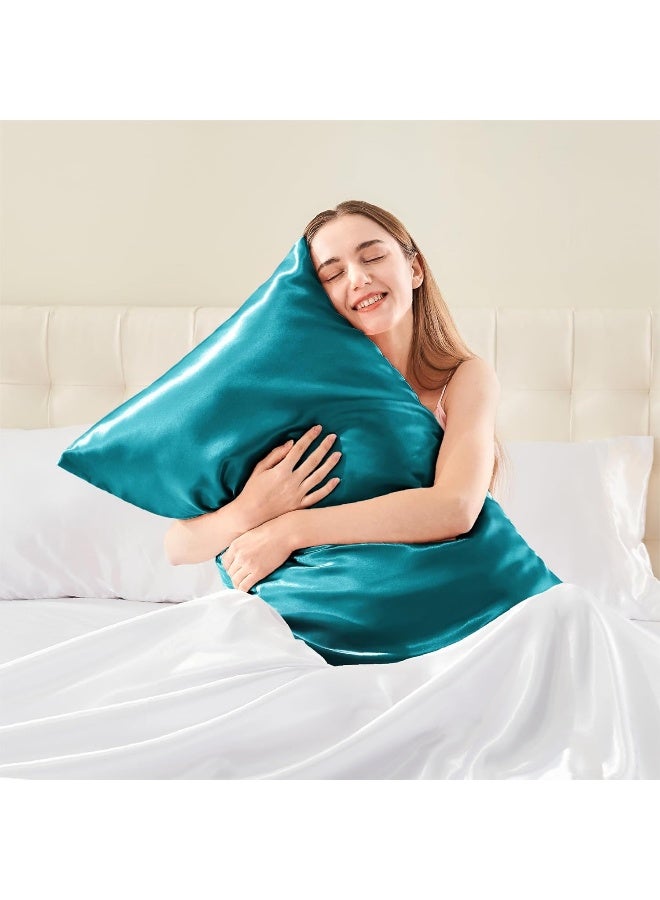 بيديليت حالات الحرير الساتين الساتان للشعر والبشرة تيل وسادة الحالات الحجم القياسي من 2 حزمة سادة ناعمة مع إغلاق المظروف (20x26 بوصة) - Image 2