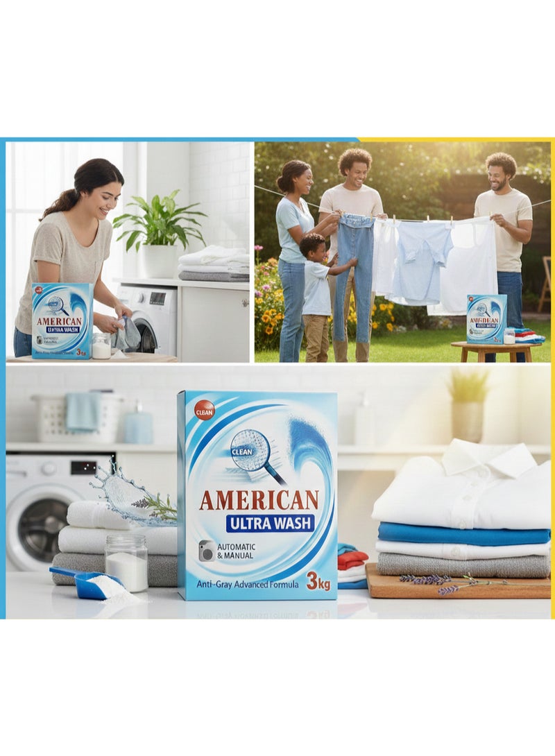 مسحوق غسيل أمريكان لتنظيف عميق – إزالة قوية للبقع للملابس البيضاء والملوّنة – رائحة منعشة تدوم طويلاً – تركيبة سريعة الذوبان مناسبة للغسالات الأوتوماتيك والفوق أوتوماتيك – وزن ٣ كجم - Image 5