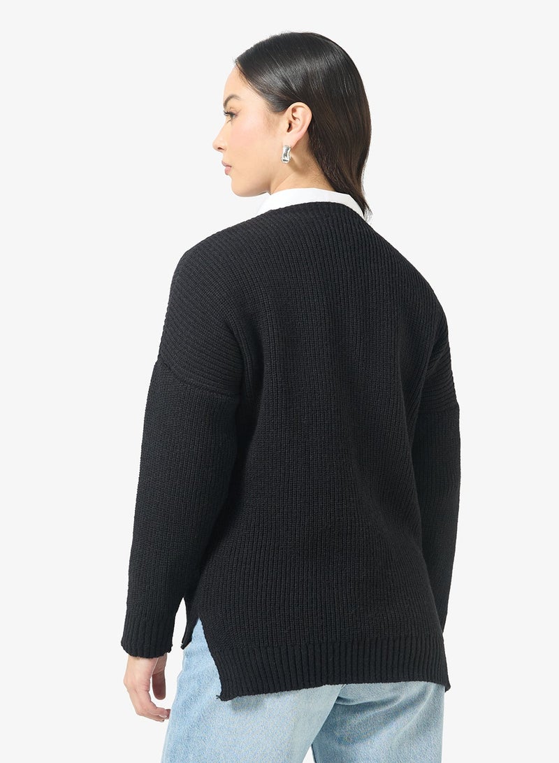 Ginger V Neck Ribbed Jumper - Image 2