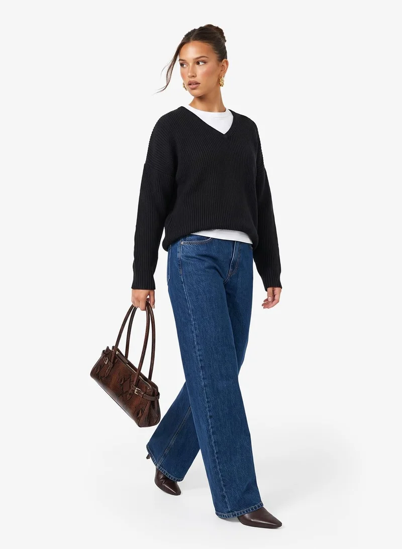 Ginger V Neck Ribbed Jumper