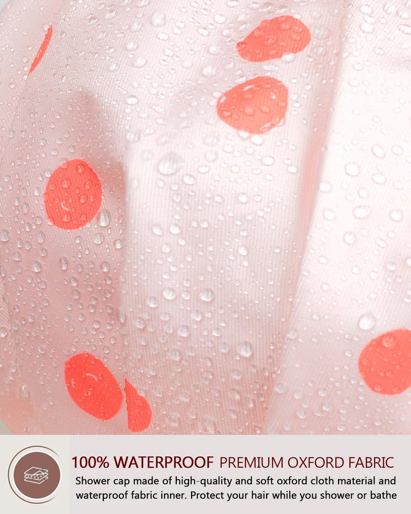 Luvruitaky Shower Cap Luxury Shower Caps for Women Reusable Waterproof Hair Cap for Shower with Adjustable Bowknot Hair Bath Cap (Pink) - Image 3