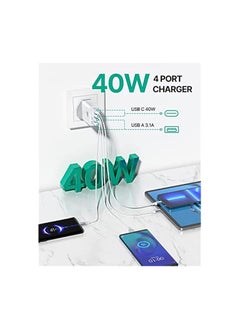 Aioneus USB C Charger, Aioneus 40W 4-Port Type C Fast Charger Adapter with USB-C and USB-A, PD 3.0 USB C Adapter Plug Wall Charger for Samsung S23 S22 Ultra S10, iPhone 15 14 13 Pro Max XR, iPad, Google Pixel  - Image 2