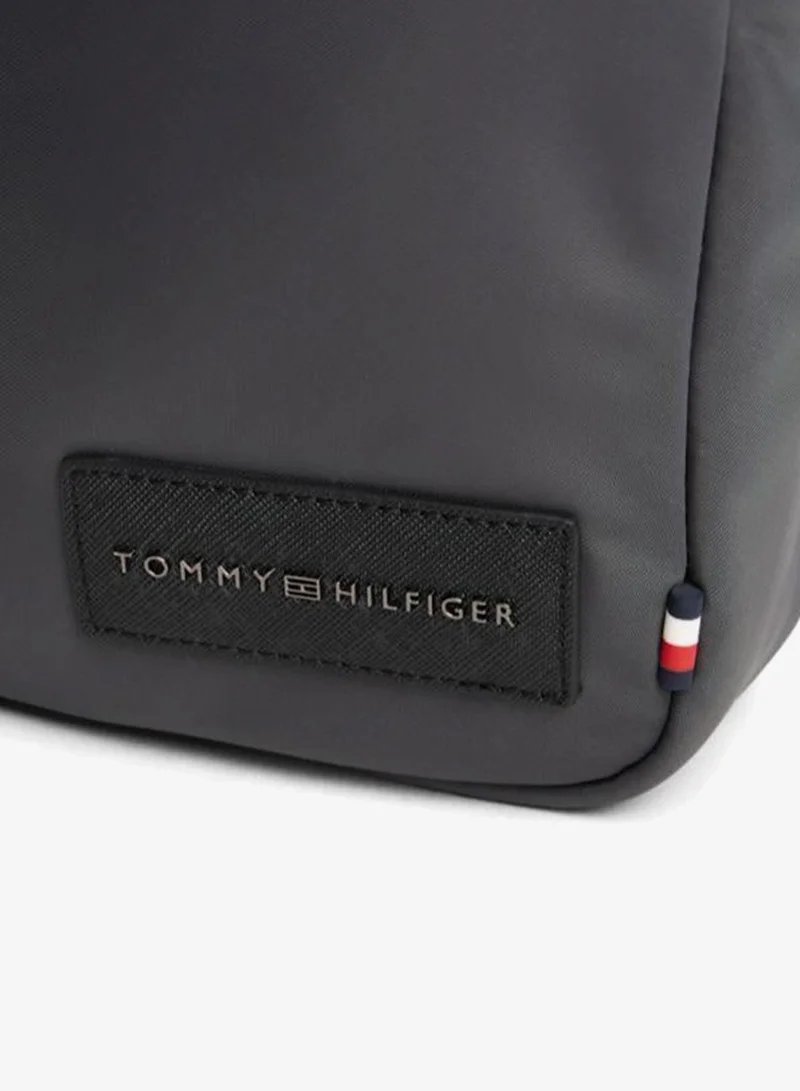 Tommy Hilfiger Dark Grey Textile Logo Patch Crossbody Reporter Bag for Men | Best Price UAE