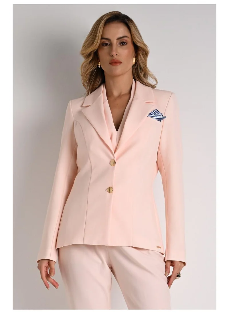 Carmen Steffens Blazer with Pink Lily Scarf Detail