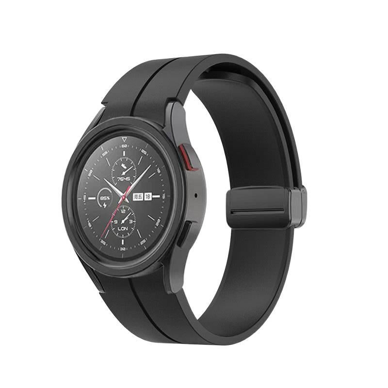 Adjustable Silicone Sport Smartwatch Band Compatible with Samsung Galaxy Watch 5 with Fit Soft Strap and Quick Daily Replacement Black - Image 1