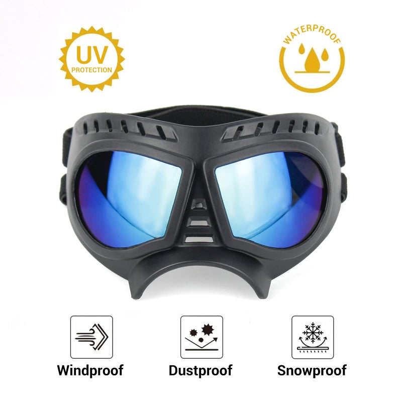PETLESO Dog Goggles for Small to Medium Breeds, Small Dog Sunglasses UV Protection Windproof Snowproof, Outdoor Driving/Riding/Hiking Pet Eyes Protection, Soft Frame Adjustable Straps, Blue Lens - Image 5