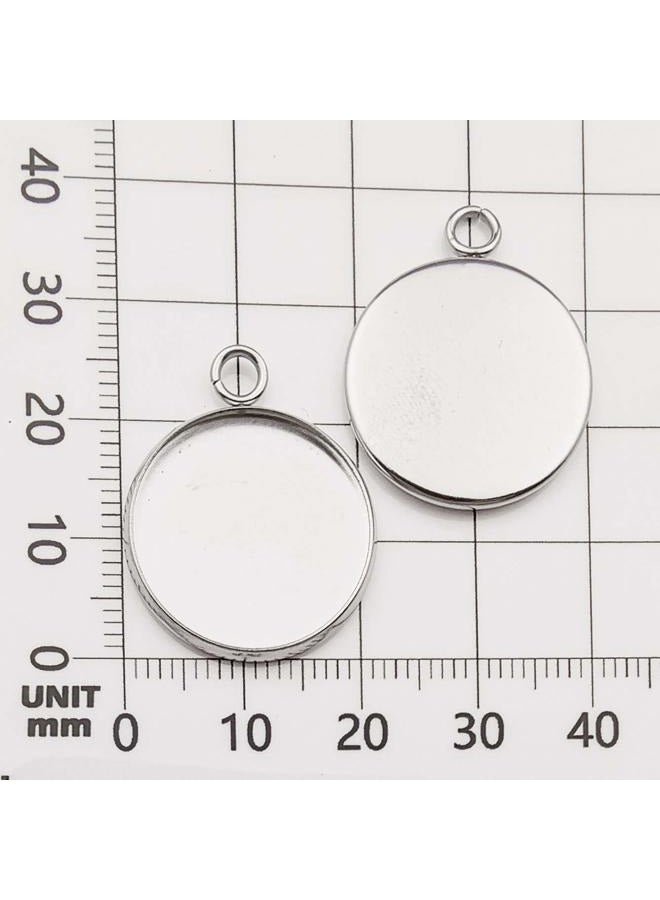 WOCRAFT 30 Pcs Fit 20mm Stainless Steel Round Blank Bezel Pendant Trays Base Cabochon Settings Charms for Jewelry Making (10166-20mm-30pcs) - Image 2