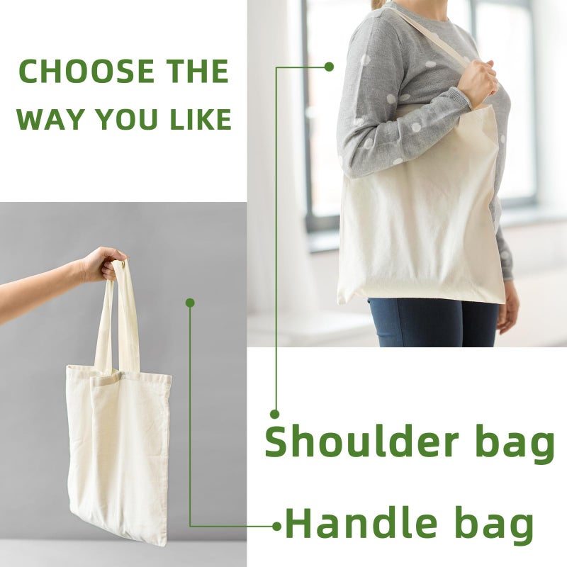HECTOLIFE 48 Pack Canvas Tote, Reusable Blank Canvas for Shopping,Grocery Bags,DIY Gift Bags - Image 5
