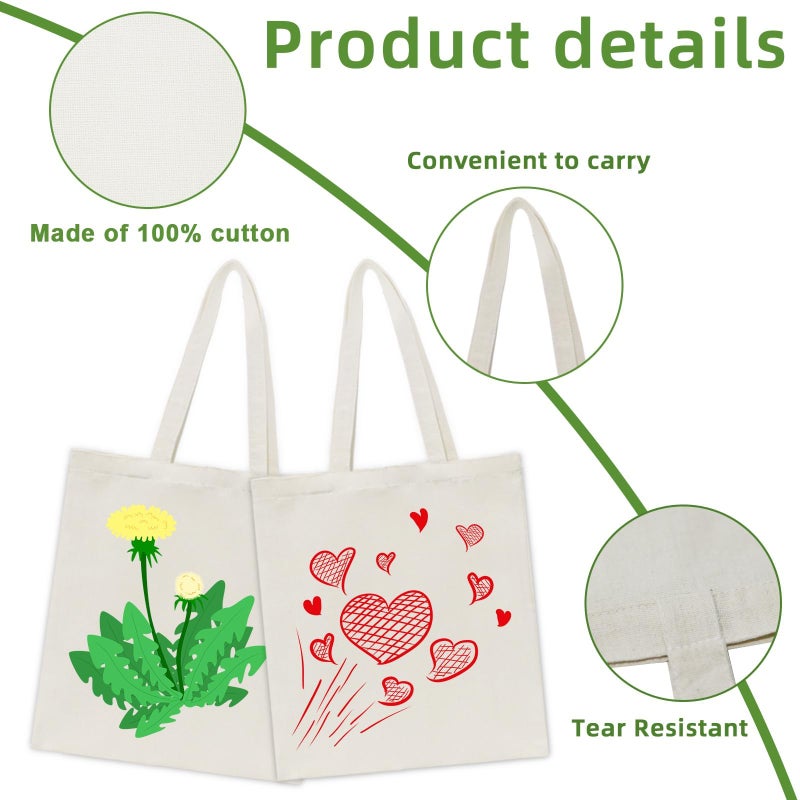 HECTOLIFE 48 Pack Canvas Tote, Reusable Blank Canvas for Shopping,Grocery Bags,DIY Gift Bags - Image 4
