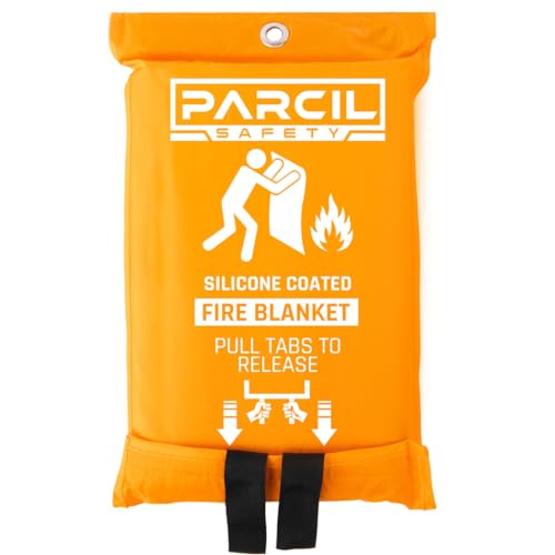 Parcil Distribution Parcil Safety SB-100 Silicone Coated Emergency Fire Blanket (40 in. x 40 in.) Emergency Kit Fire Extinguisher for Home & Kitchen, Woven Fiberglass Household Essentials, Chemical Free, No Mess - Image 1