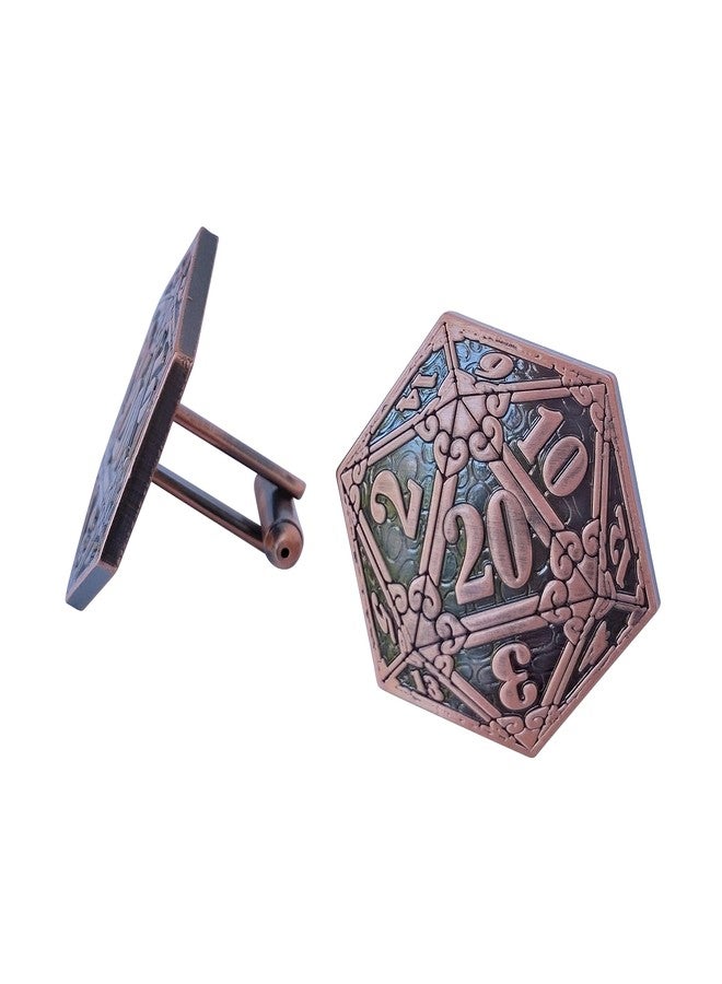 ASVP Shop Stylish D&D D20 Cufflinks & Tie Clip Gift Set - Perfect RPG Gamer's Accessory Set (Vintage Copper) - Image 2