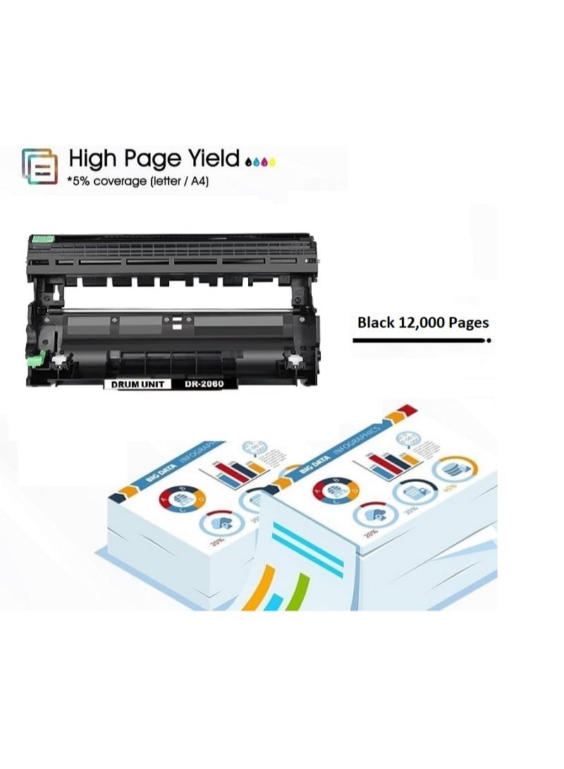 DR-2060 Black Drum Unit Replacement For Brother HL 2132, 2135W, 2230, 2240, 2240DN MFC 7240, 7360, 7360N DCP 7055, 7060, 7065 Fax 2840, 2845, 2940 (Black) - Image 4