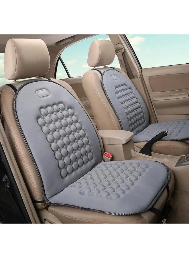 موب وسادة مقعد سيارة عالمية باللون الرمادي مصنوعة من جلد البولي يوريثان وقماش قابل للتهوية - تصميم تقويمي للعظام، ودعم للتدليك، وأشرطة مضادة للانزلاق، ووسادة مقعد قيادة مريحة للسيارات وسيارات الدفع الرباعي والشاحنات وكراسي المكتب والمنزل CU-111 - Image 1