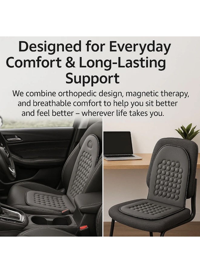 موب وسادة مقعد سيارة عالمية باللون الرمادي مصنوعة من جلد البولي يوريثان وقماش قابل للتهوية - تصميم تقويمي للعظام، ودعم للتدليك، وأشرطة مضادة للانزلاق، ووسادة مقعد قيادة مريحة للسيارات وسيارات الدفع الرباعي والشاحنات وكراسي المكتب والمنزل CU-111 - Image 4