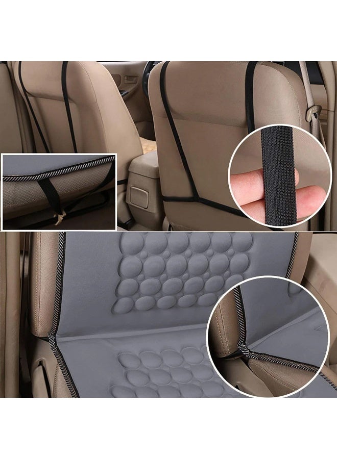 موب وسادة مقعد سيارة عالمية باللون الرمادي مصنوعة من جلد البولي يوريثان وقماش قابل للتهوية - تصميم تقويمي للعظام، ودعم للتدليك، وأشرطة مضادة للانزلاق، ووسادة مقعد قيادة مريحة للسيارات وسيارات الدفع الرباعي والشاحنات وكراسي المكتب والمنزل CU-111 - Image 3