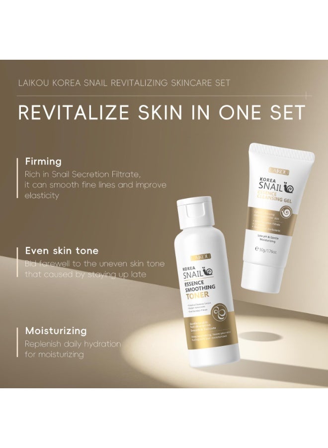 LAIKOU Korea Snail Mucin Skincare Set,5pcs Skincare Gift Set for Teenage Girls Women, Snail Mucin Cleanser,Toner,Face Serum,Eye Cream,Moisturiser - Image 3