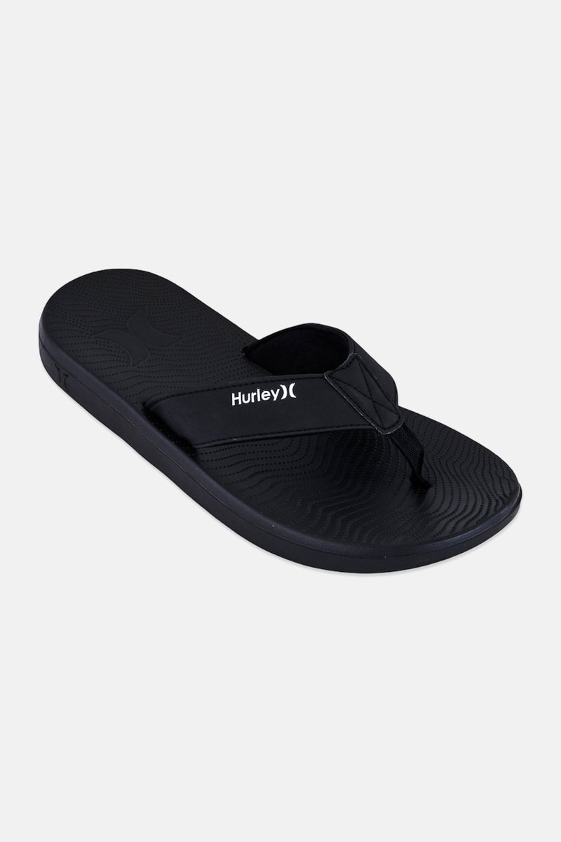 Hurley Men Brand Logo Slip On Slipper, Black - Image 1