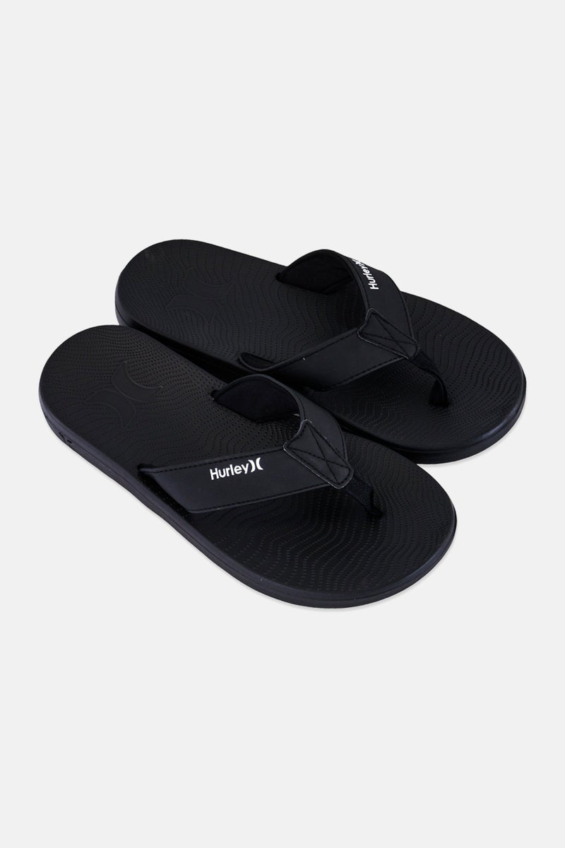Hurley Men Brand Logo Slip On Slipper, Black - Image 2