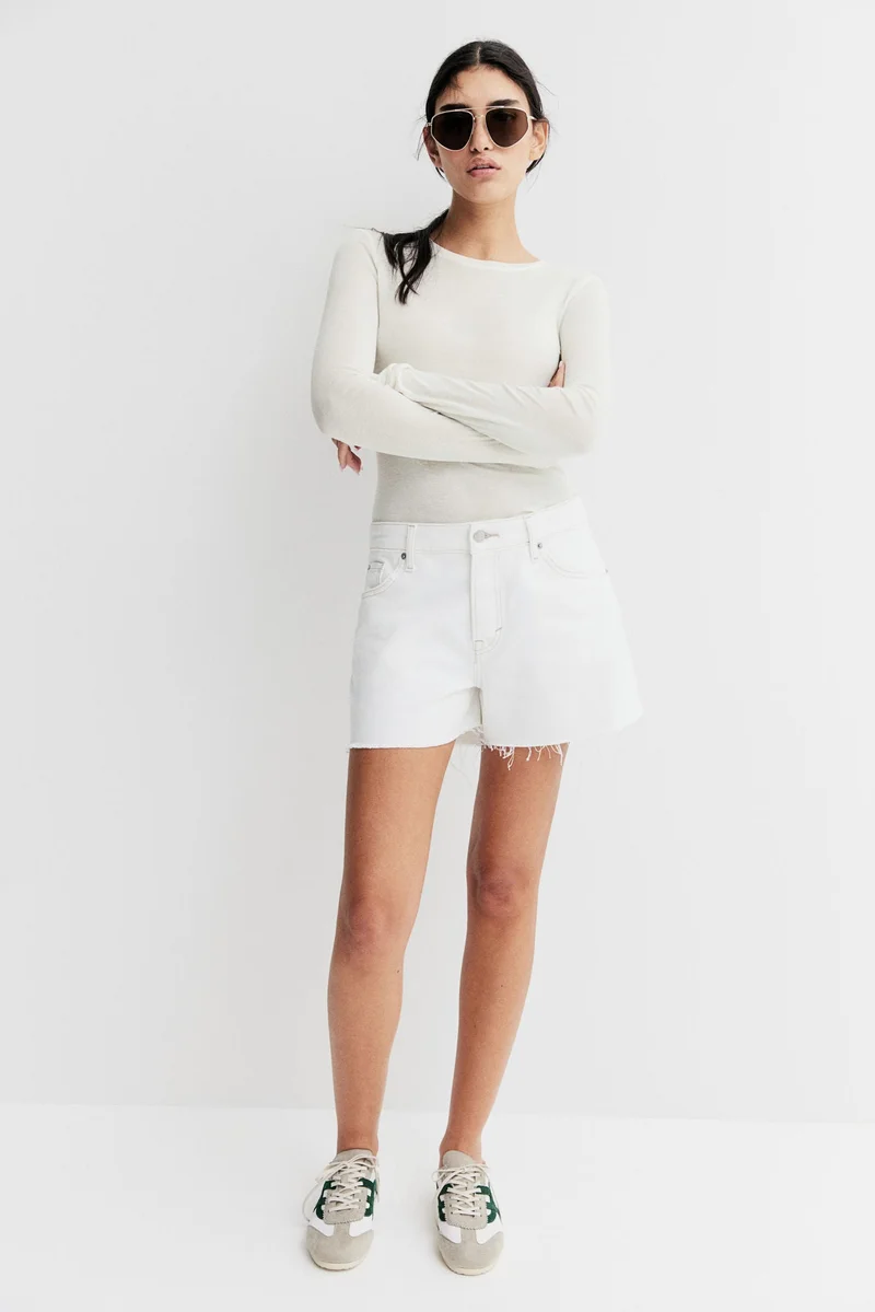 اتش اند ام بلوزة من الجيرسيه وقطن بيما