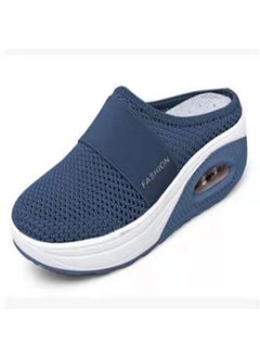 2022 Summer New Plus Size Lazy Person One Step Slippers Womens European Simple Slope Slippers Rubber Sole China Made Dark blue