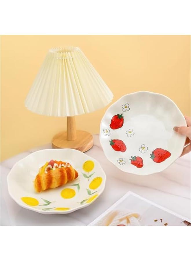 أطباق سلطة، أطباق عشاء، وعاء حلوى شهي مصنوع يدويًا من السيراميك، طبق حجمه 8 إنش للتقديم في المنزل وديكورات الحفلات، آمن للاستخدام في الميكروويف وغسالة الصحون (فراولة) - Image 5