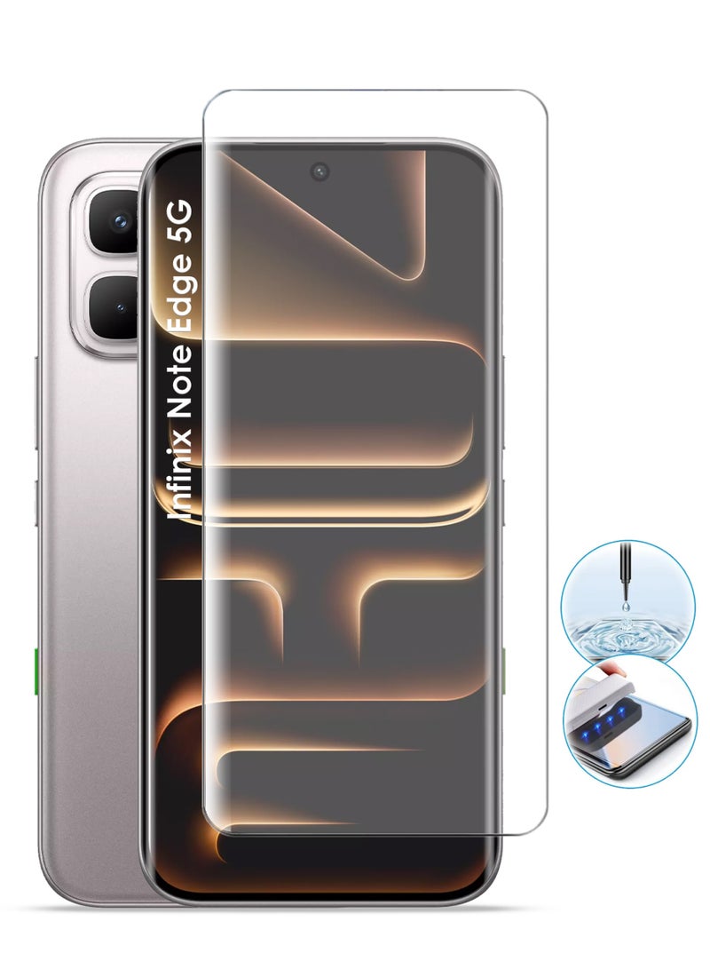 REWO Infinix Note Edge Screen Protector - UV Advanced Full Screen Tempered Glass For Infinix Note Edge 5G, Full Adhesive UV Curved Case Friendly HD Clarity With Installation Kit, High Transparency, Delicate Touch, Anti-Explosion, Smooth Arc Edges - Image 1