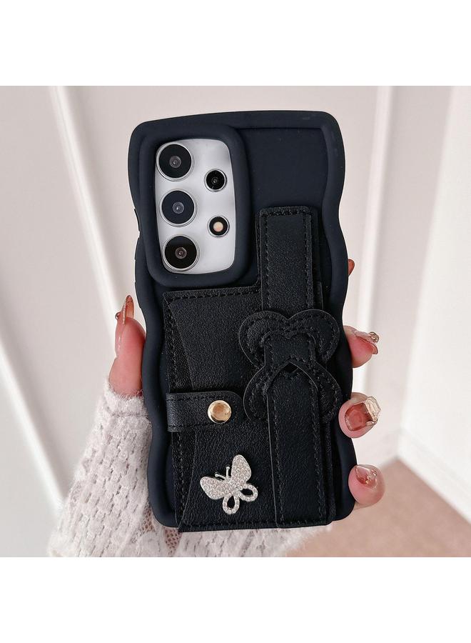 اس-توب جراب لهاتف Samsung Galaxy A73 5G مع سوار معصم من الجلد وحقيبة بطاقات وحافظة هاتف - Image 1