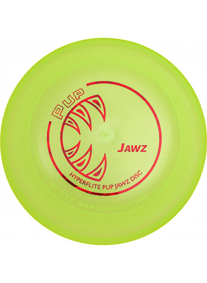 Hyperflite Jawz Pup World Toughest Competition Dog Disc Puncture Resistant Frisbee 7 Inch Lemon Lime - Image 1