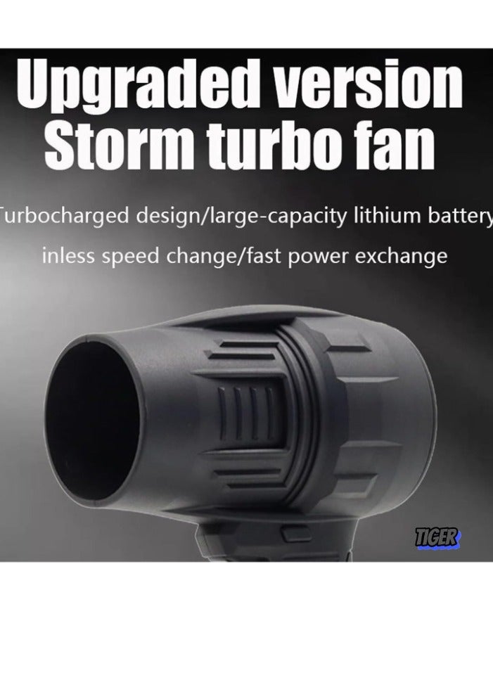 TIGER Portable Cordless Turbo Air Blower – Battery Powered with Extra Battery (Black) – Powerful, Compact, and Efficient for Cleaning, Drying, and Outdoor Use - Image 2
