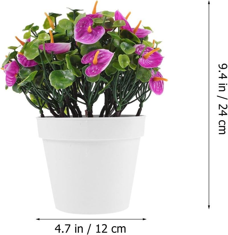 Homoyoyo Artificial Anthurium Bonsai Small Potted Plant Faux Flower Centerpiece for Home Table Decoration Spring Floral Arrangement in Lotus Color - Image 2