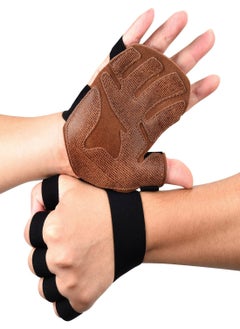 SYOSI Workout Gloves for Men Women, Cowhide Weight Lifting Gloves with Padded Leather Palm Grip Gym Gloves Durable Exercise Gloves for Kettlebell, Pull-Ups, Row, Protects From Calluses and Tears (L)  - Image 1