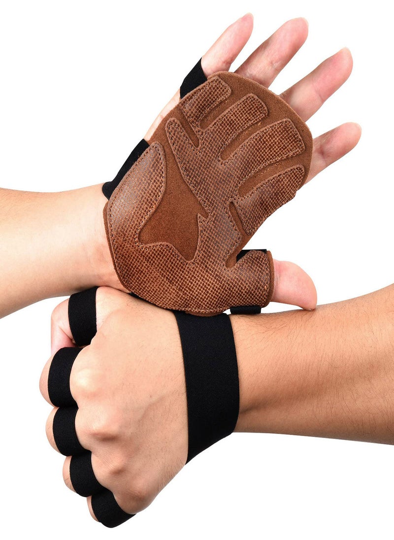 SYOSI Workout Gloves for Men Women, Cowhide Weight Lifting Gloves with Padded Leather Palm Grip Gym Gloves Durable Exercise Gloves for Kettlebell, Pull-Ups, Row, Protects From Calluses and Tears (L)  - Image 1