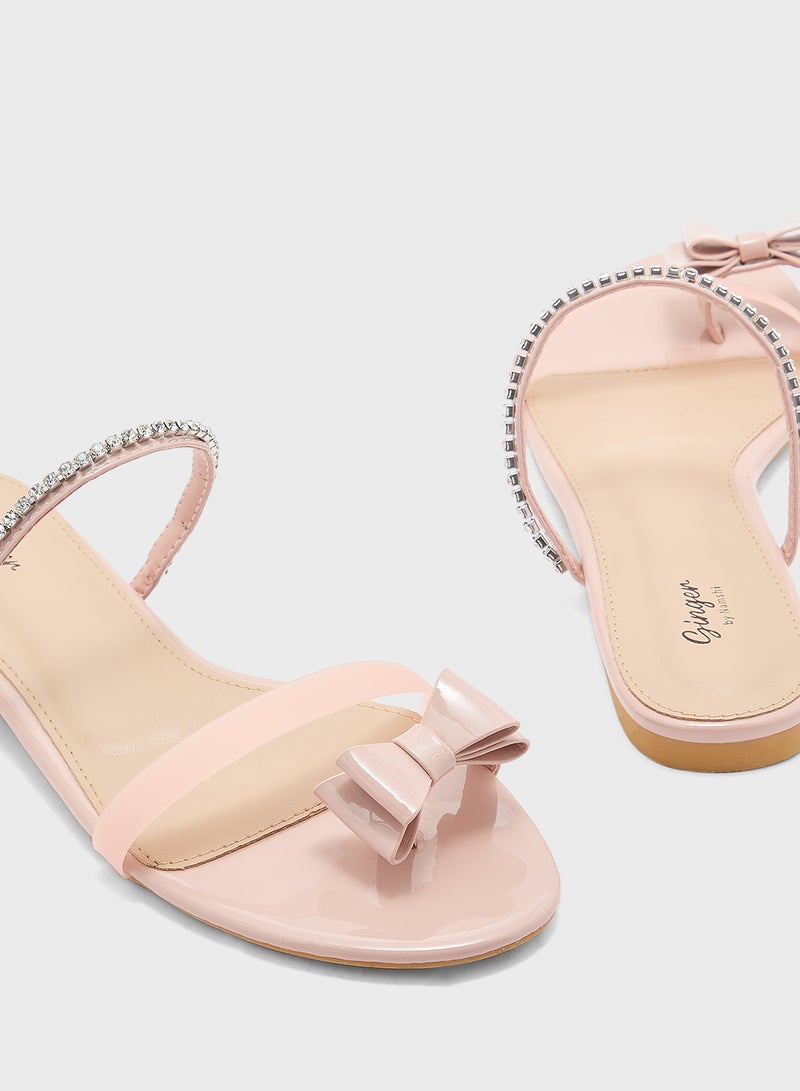 جينجر صندل مسطح بشريطة فيونكة من ديامانتي - Image 4